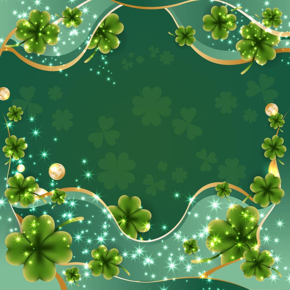 Clover Leaf Background with Gold Coins vector