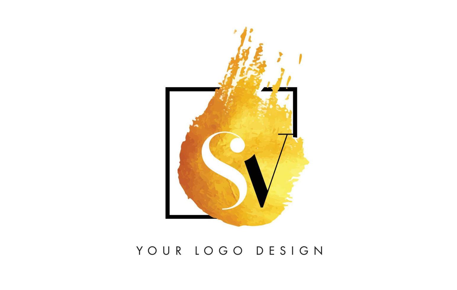SV Letter Logo Circular Purple Splash Brush Concept. vector