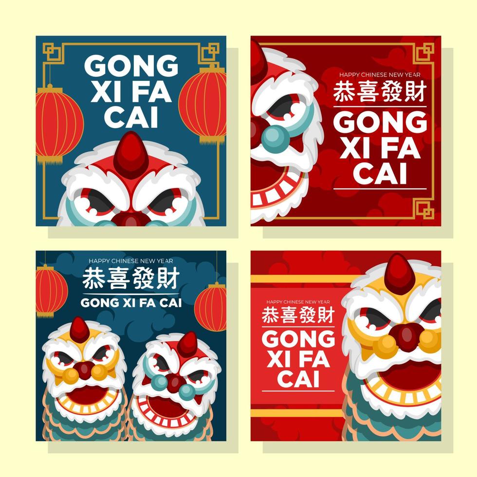 gong xi fa cai saludos publicaciones en redes sociales vector