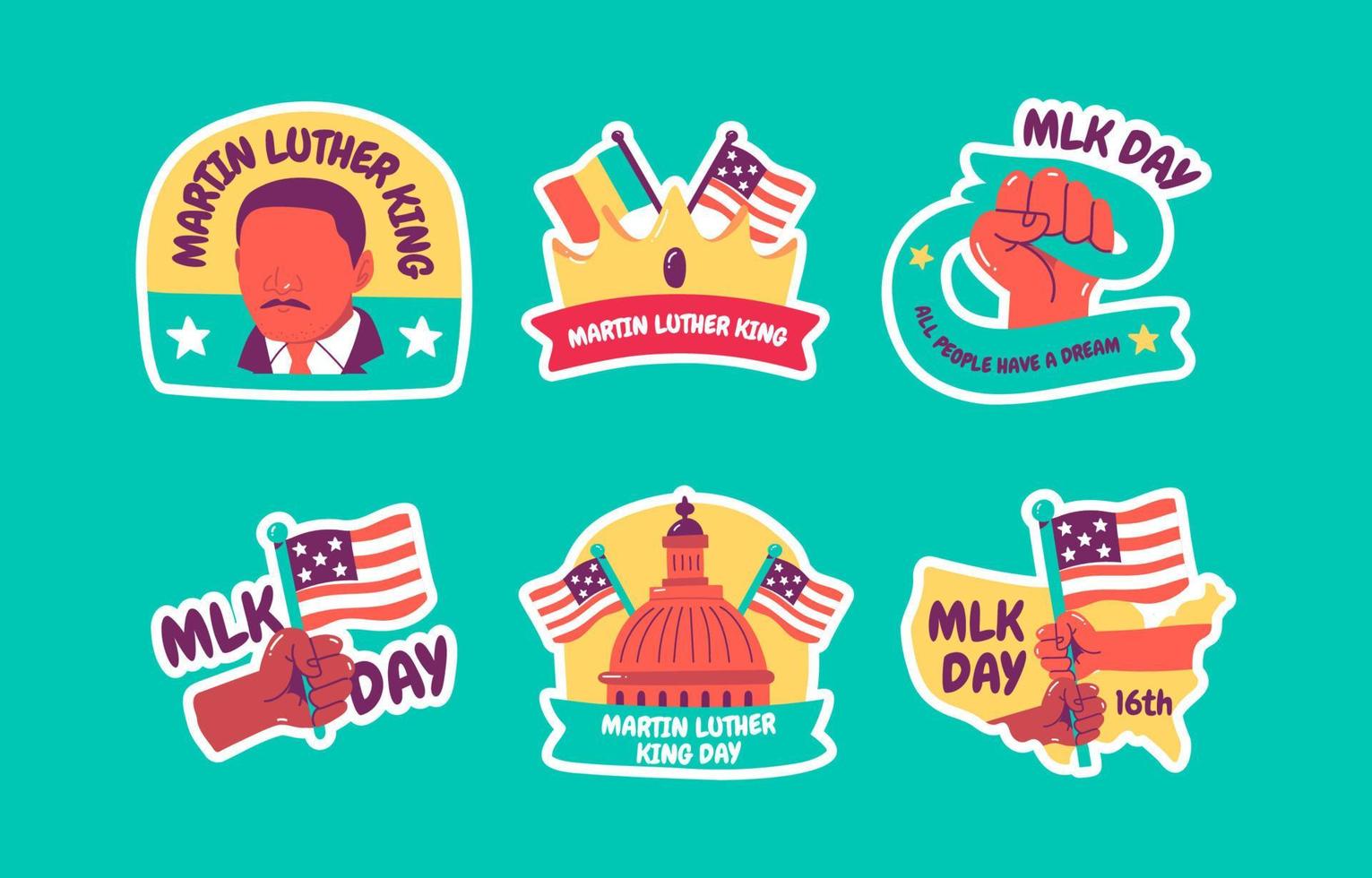 Martin Luther King Day Sticker Set vector