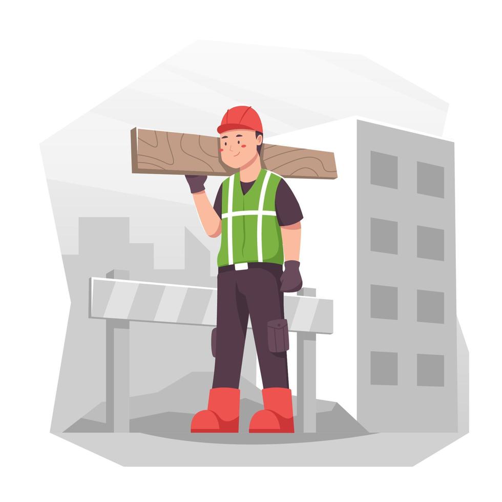 Construction Laborer Doing His Job vector