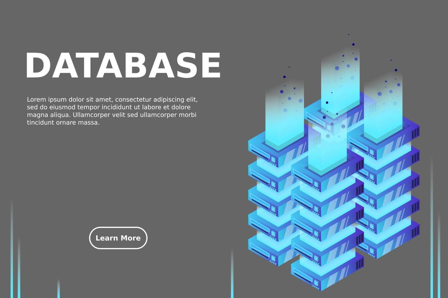 Server room isometric vector, futuristic technology of data protection and processing vector