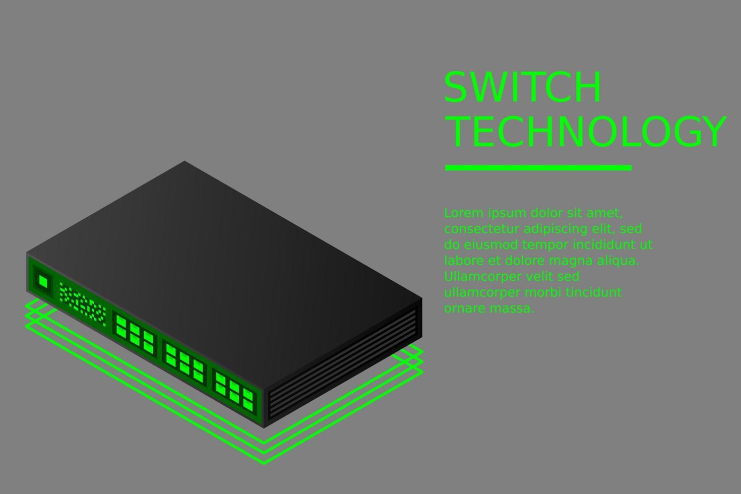 Isometric Switch with Up link Port vector