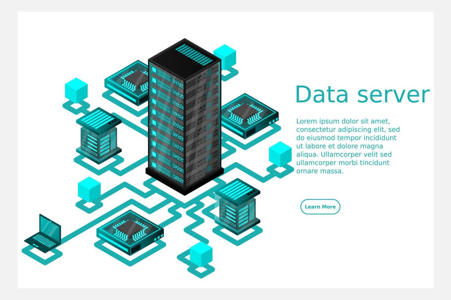 Concept of data network management .Vector isometric map with business networking servers computers and devices vector