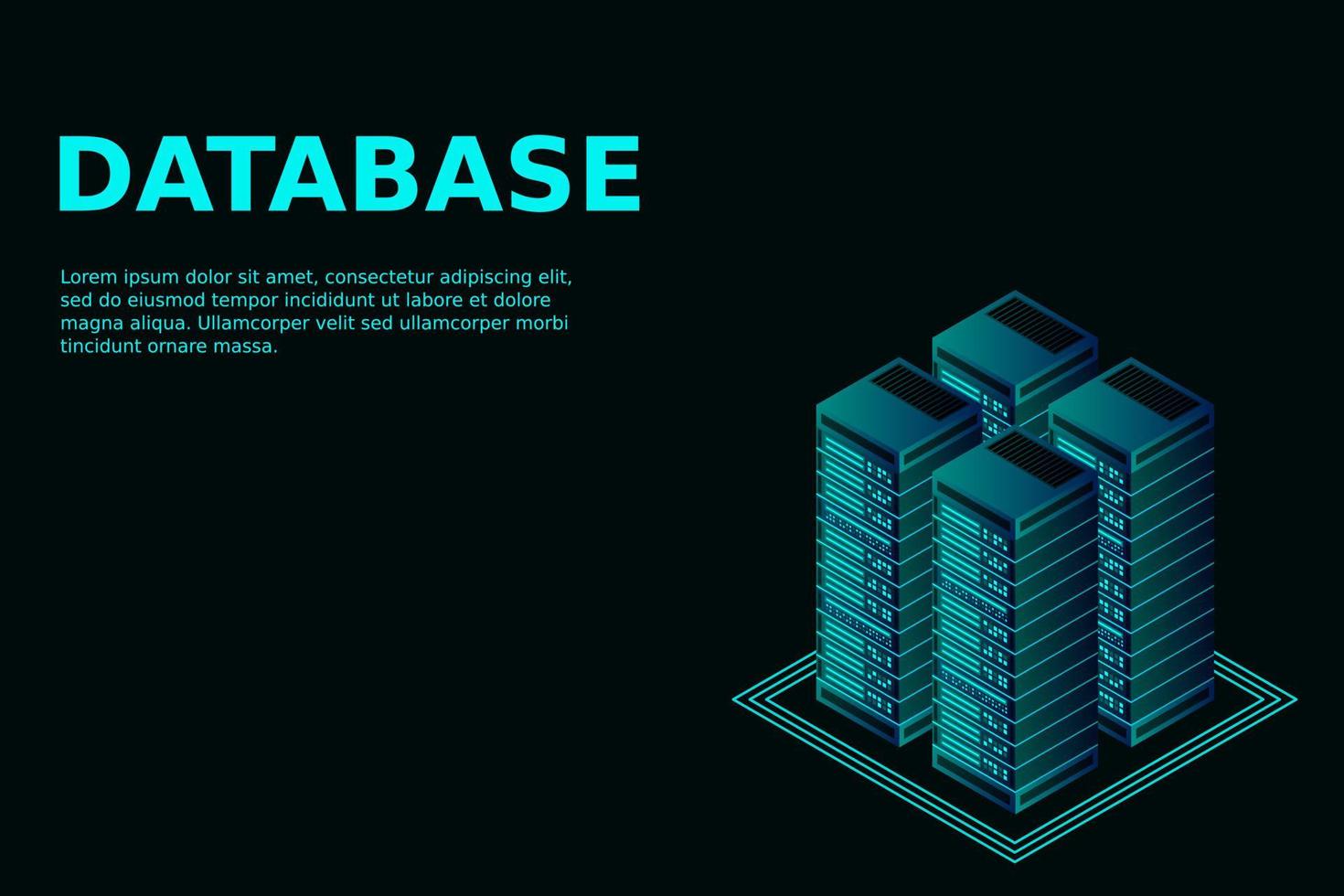 Server room isometric vector, futuristic technology of data protection and processing vector