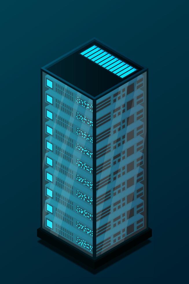 mainframe, servidor alimentado, concepto de alta tecnología, centro de datos, almacenamiento de datos en la nube vector