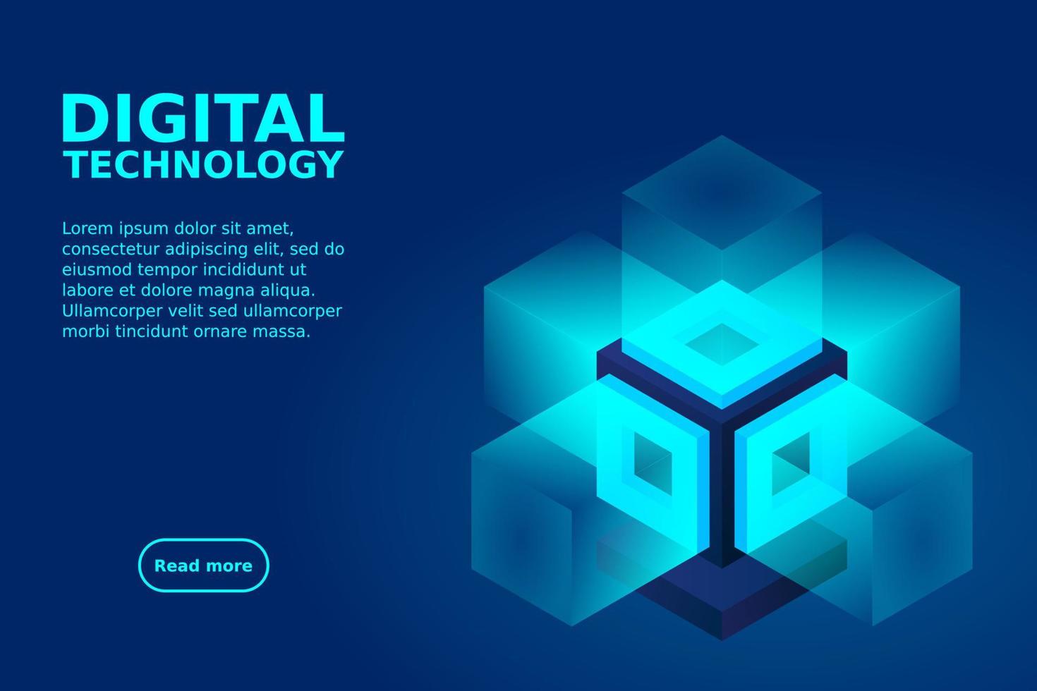 Server. Digital space. Data storage. Data center. Big Date. Conceptual illustration, data flow vector