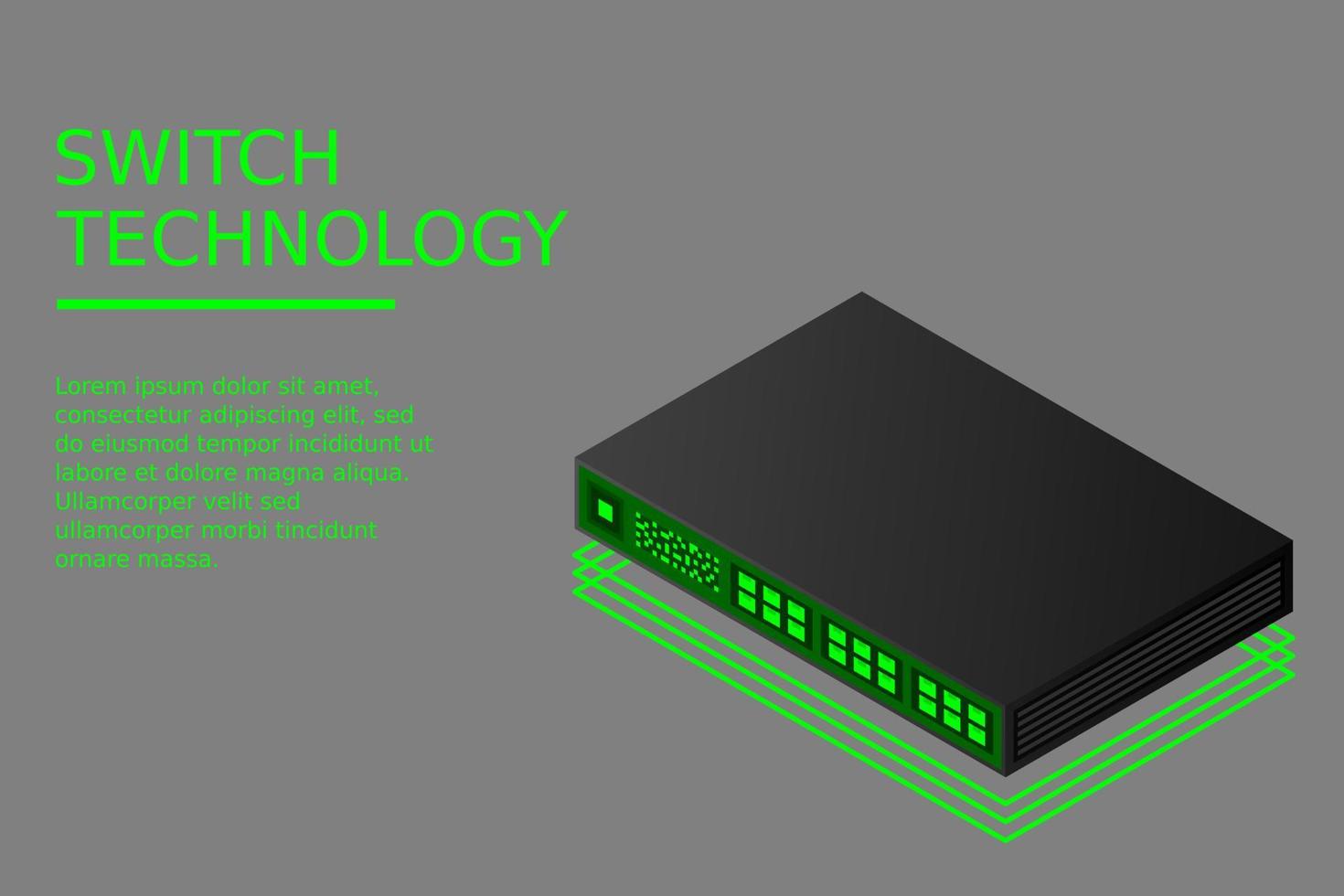 interruptor isométrico con puerto de enlace ascendente vector