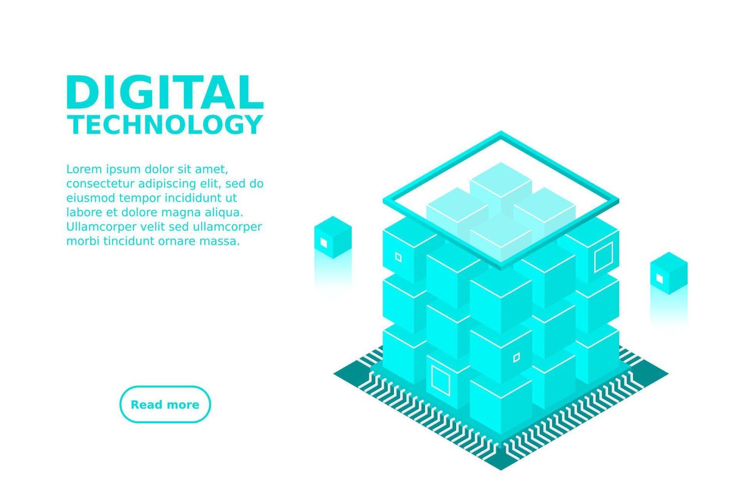 Isometric Digital Technology Web Banner. BIG DATA Machine Learning Algorithms. Analysis and Information vector