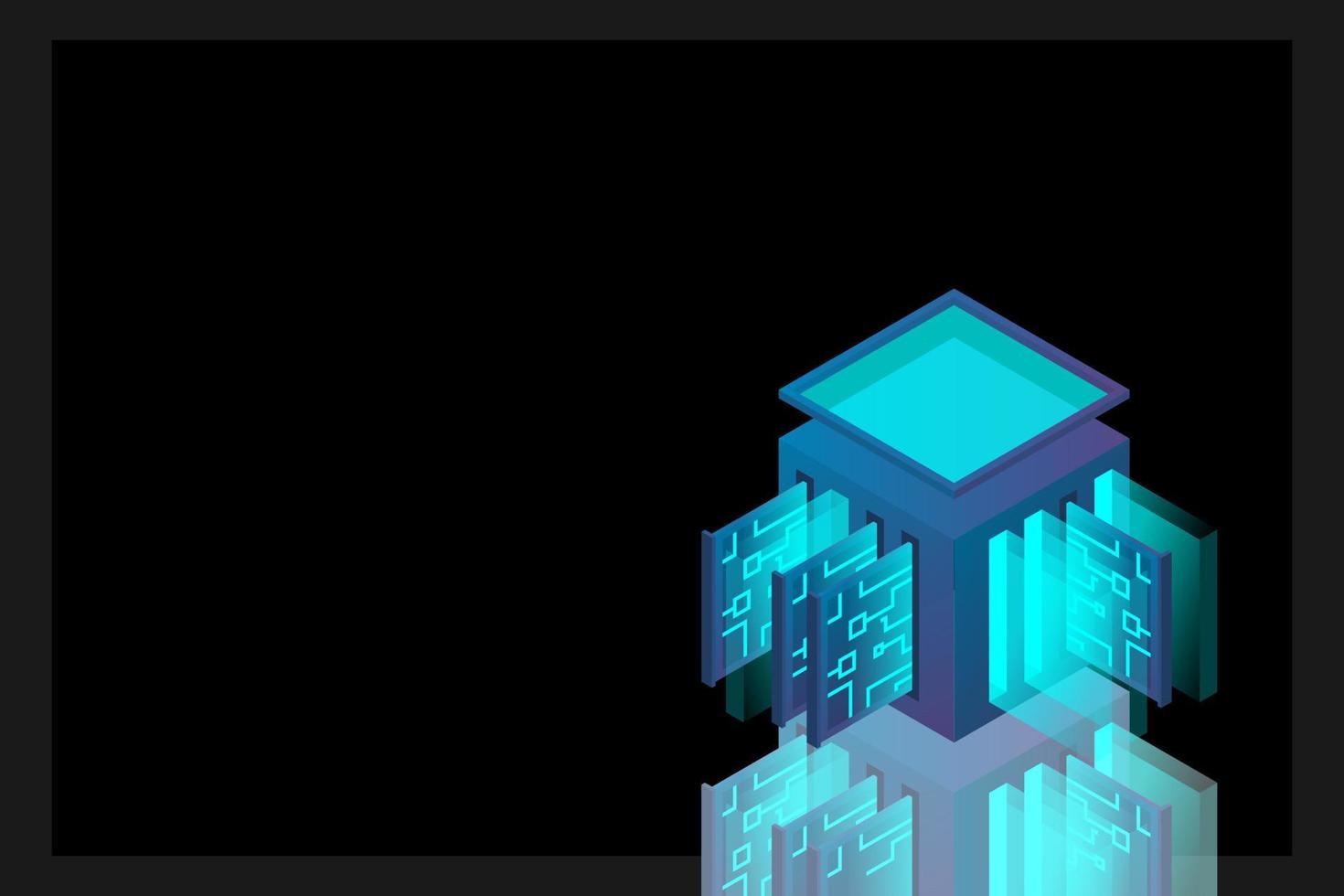 Data center isometric icon, database and cloud data storage concept, PCB slot, server room vector