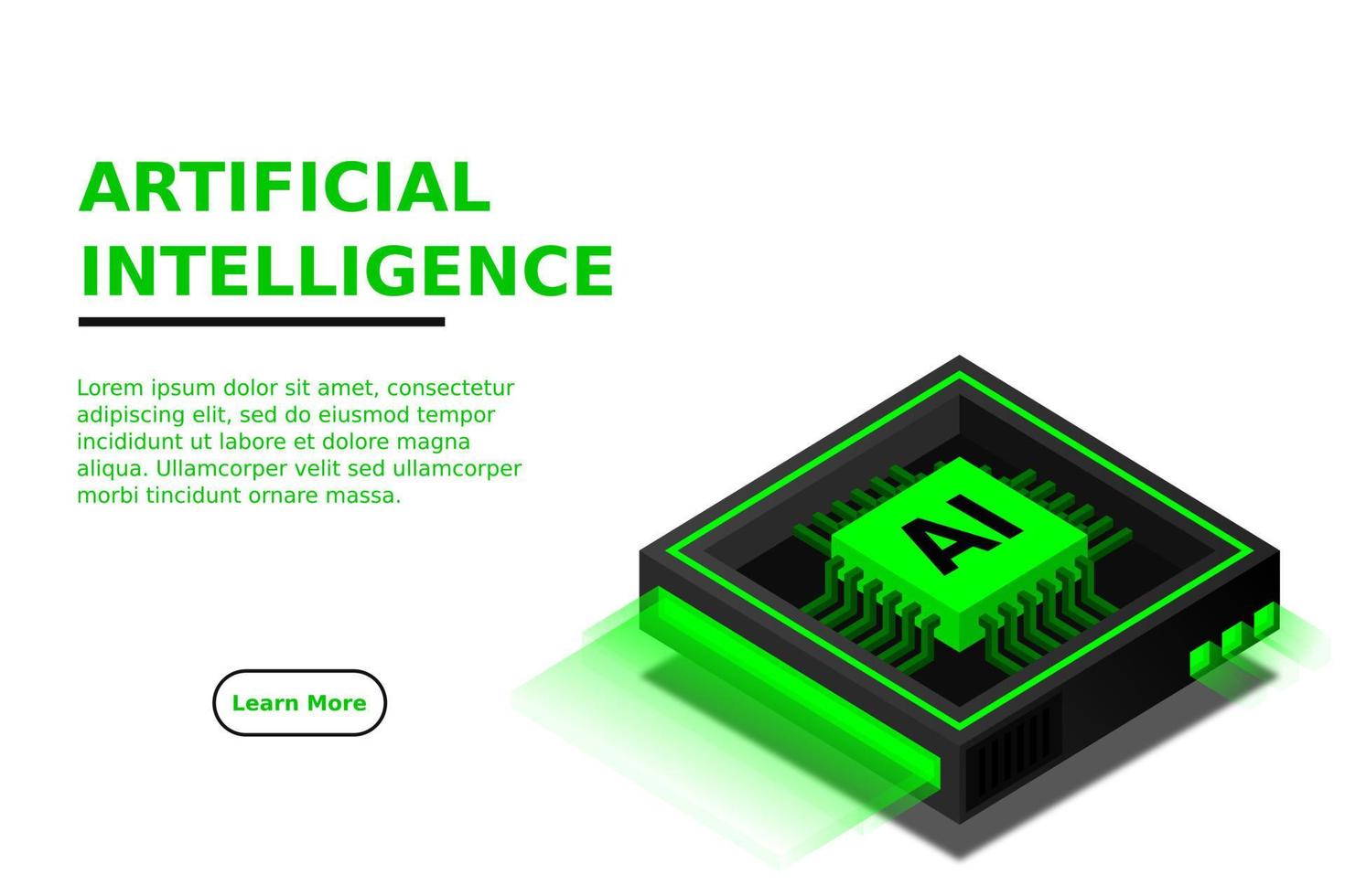 Artificial intelligence, AI web banner, isometric cloud computing concept, data mining, isometric, neural network, machine programming vector