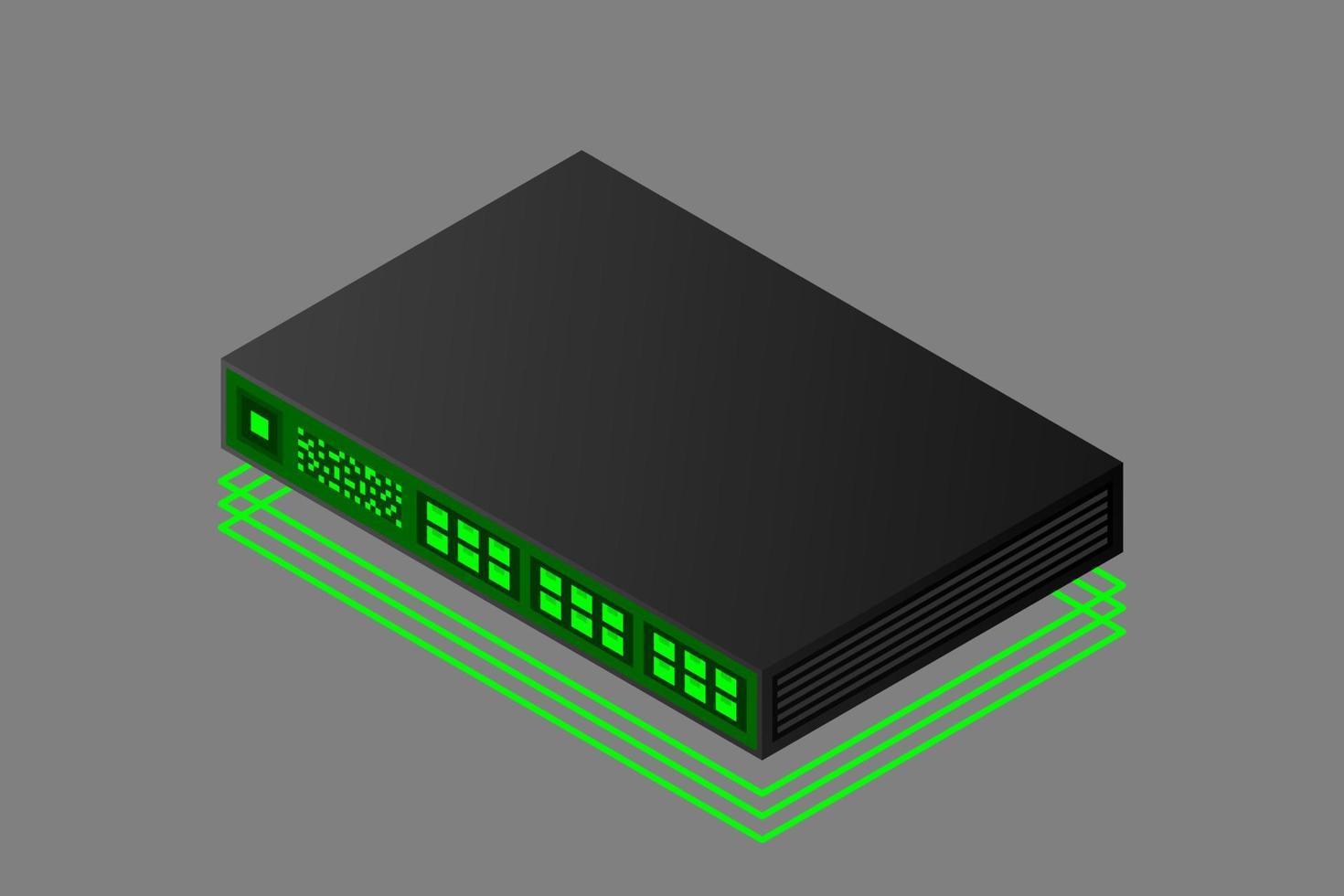 Isometric Switch with Up link Port vector