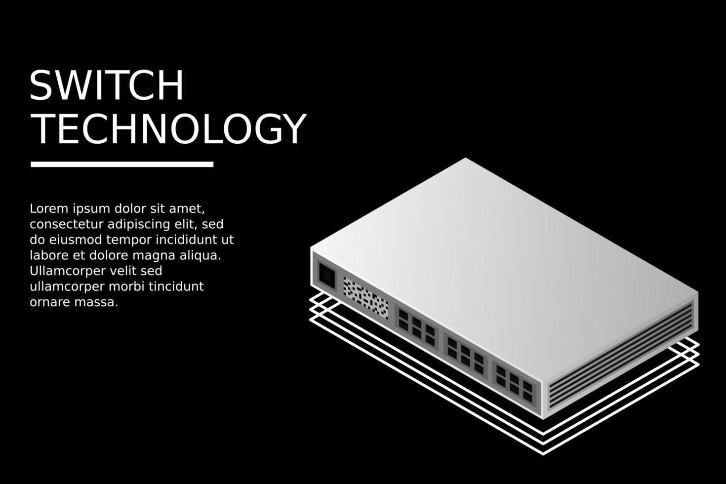 Isometric Switch with Up link Port vector