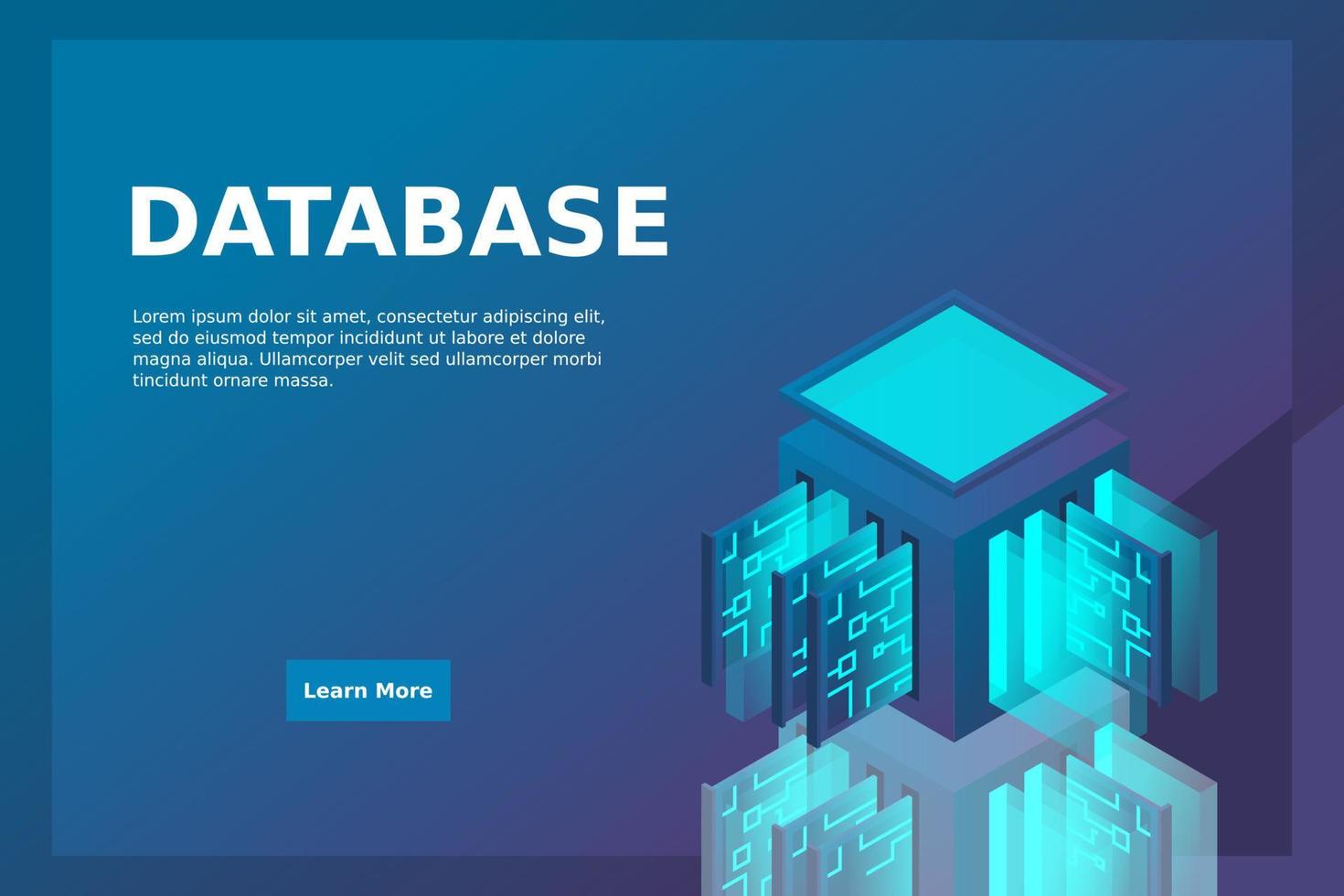 Data center isometric icon, database and cloud data storage concept, PCB slot, server room vector