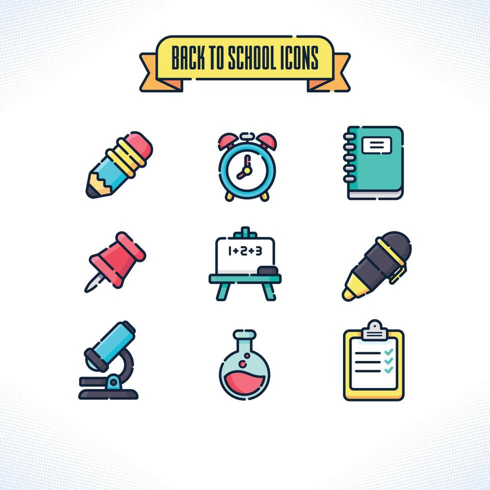 It's Back To School Time Icons vector