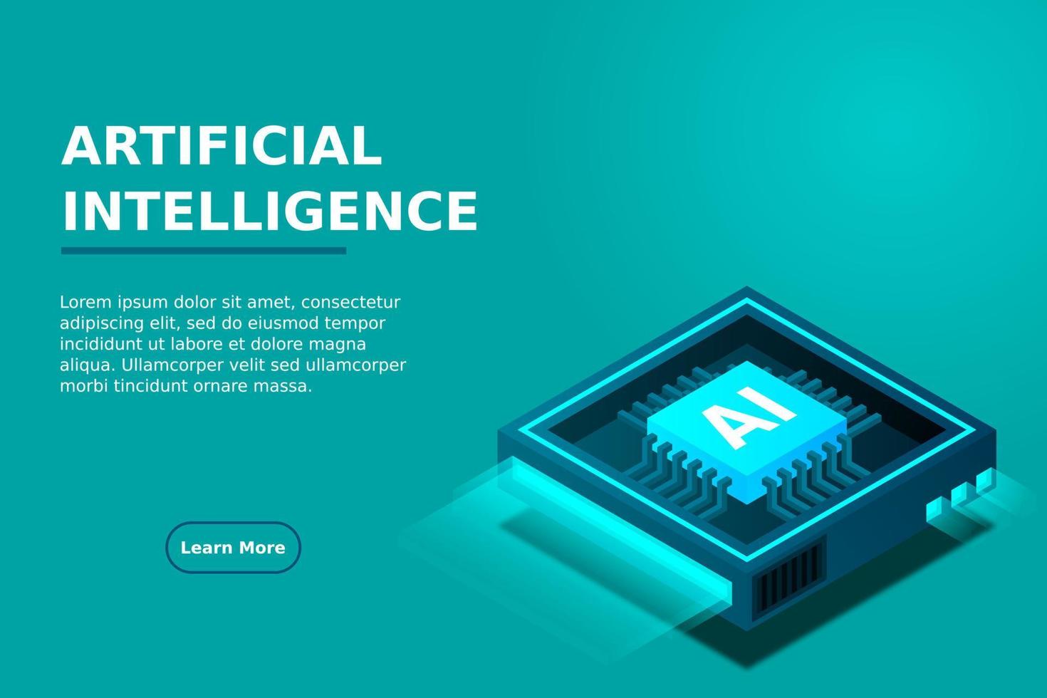 inteligencia artificial, banner web ai, concepto de computación en la nube isométrica, minería de datos, isométrico, red neuronal, programación de máquinas vector