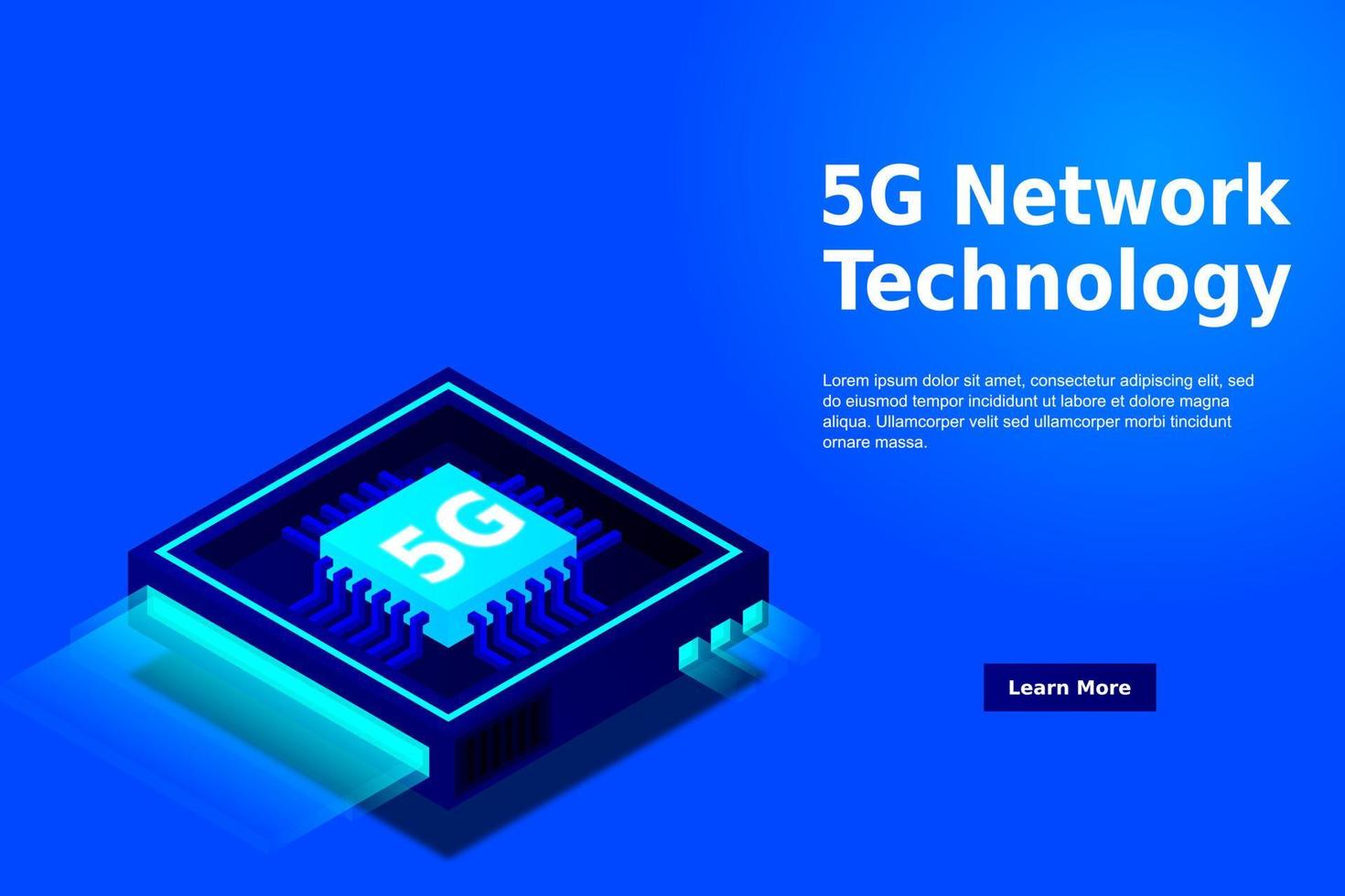 5G network processor illustration. Mobile wireless internet of next generation. Isometric futuristic micro chip. micro chip illustration vector