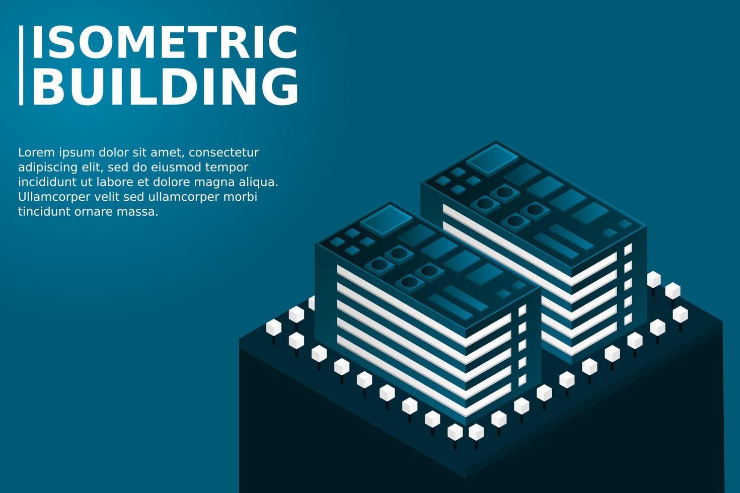 ciudad inteligente o concepto de vector isométrico de edificio inteligente. Edificios de infraestructura de desarrollo y planificación urbana de ciudad inteligente moderna