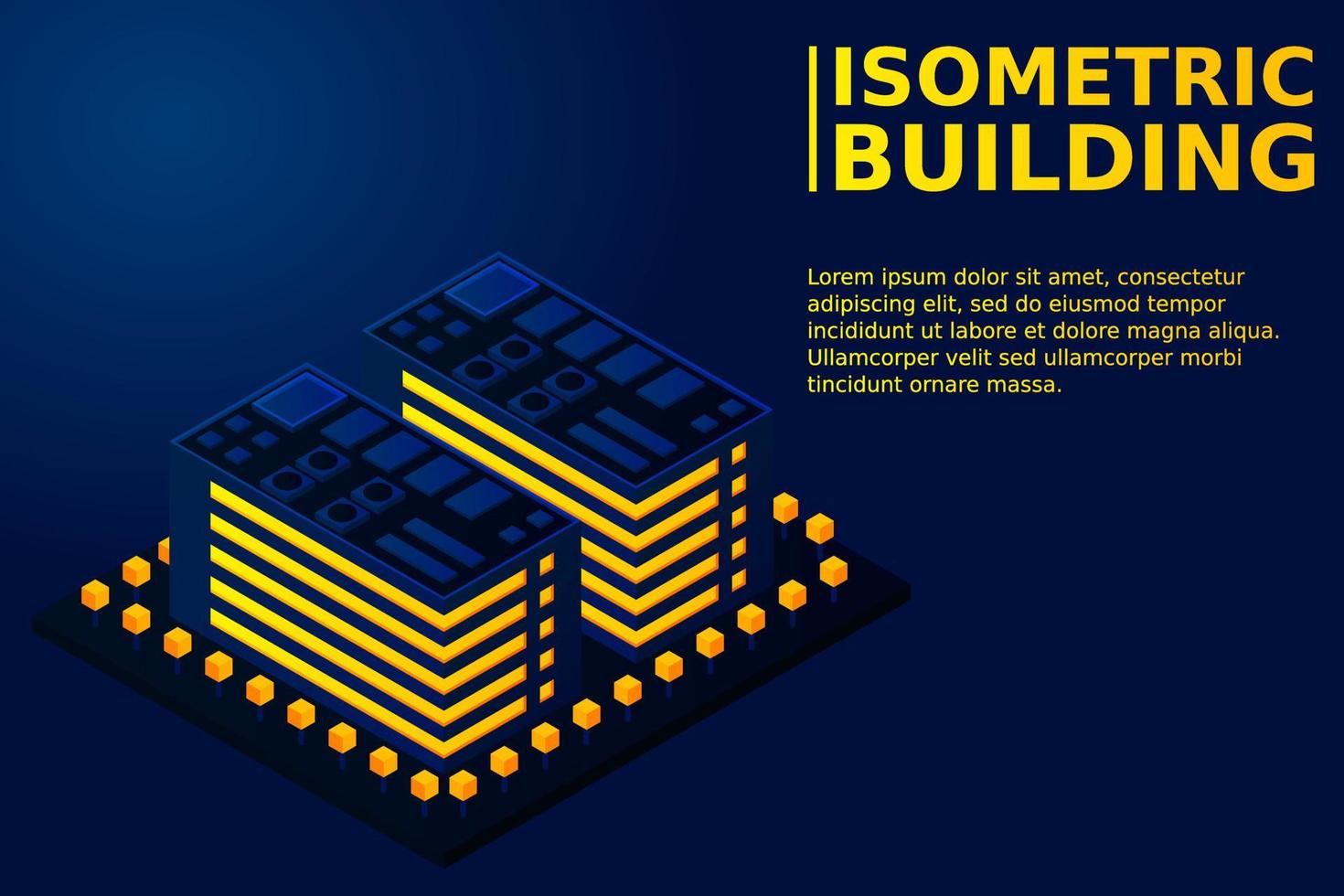 Smart city or intelligent building isometric vector concept. Modern smart city urban planning and development infrastructure buildings