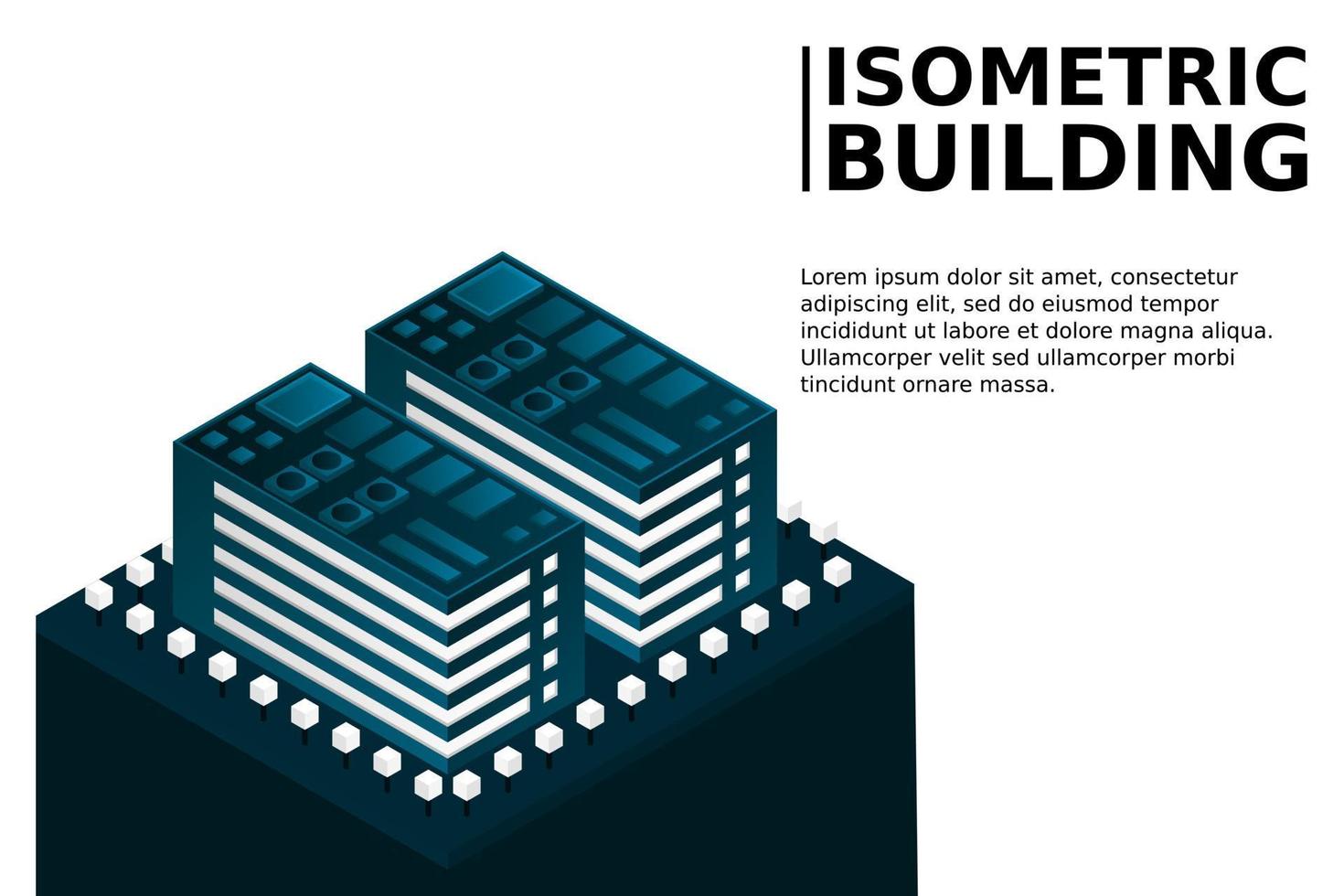 Smart city or intelligent building isometric vector concept. Modern smart city urban planning and development infrastructure buildings