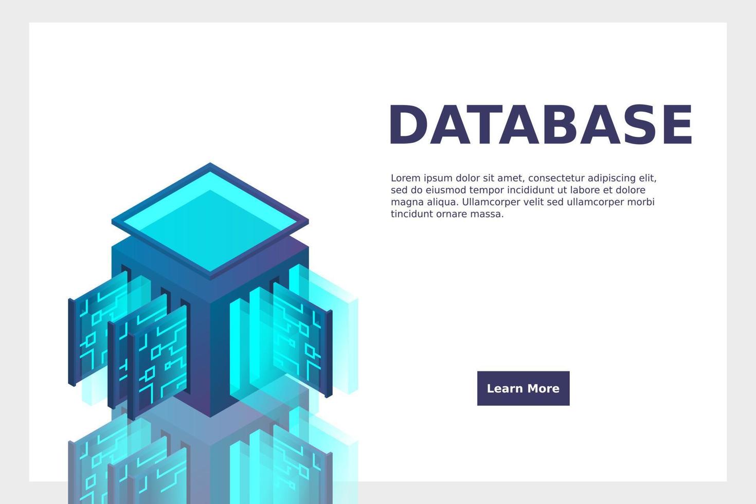 Data center isometric icon, database and cloud data storage concept, PCB slot, server room vector