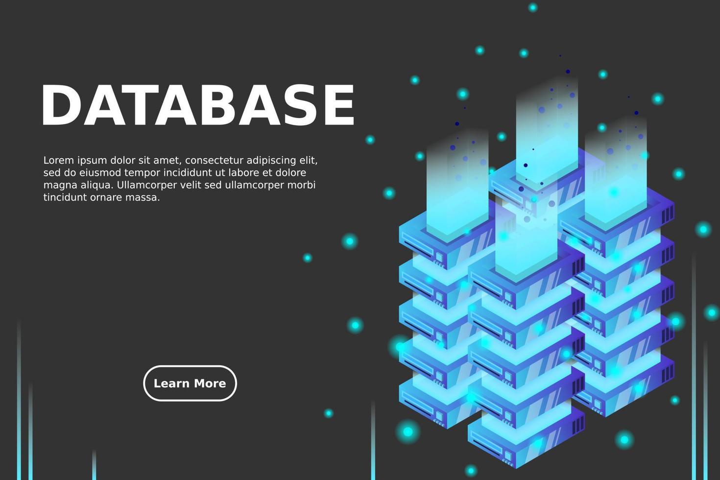 Server room isometric vector, futuristic technology of data protection and processing vector
