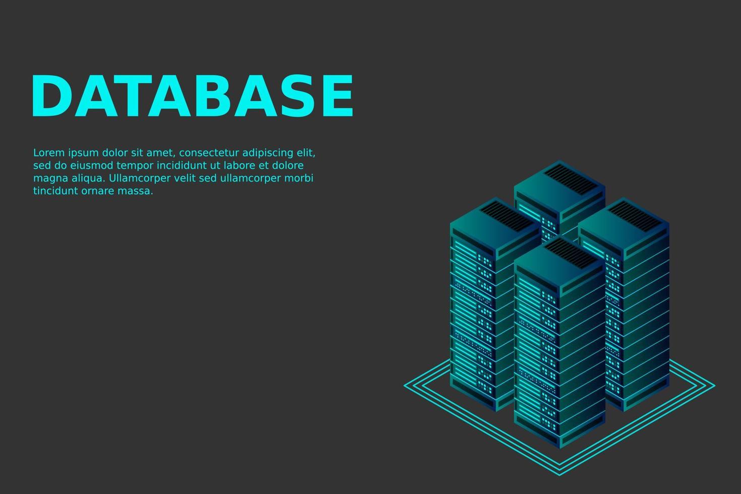 Server room isometric vector, futuristic technology of data protection and processing vector