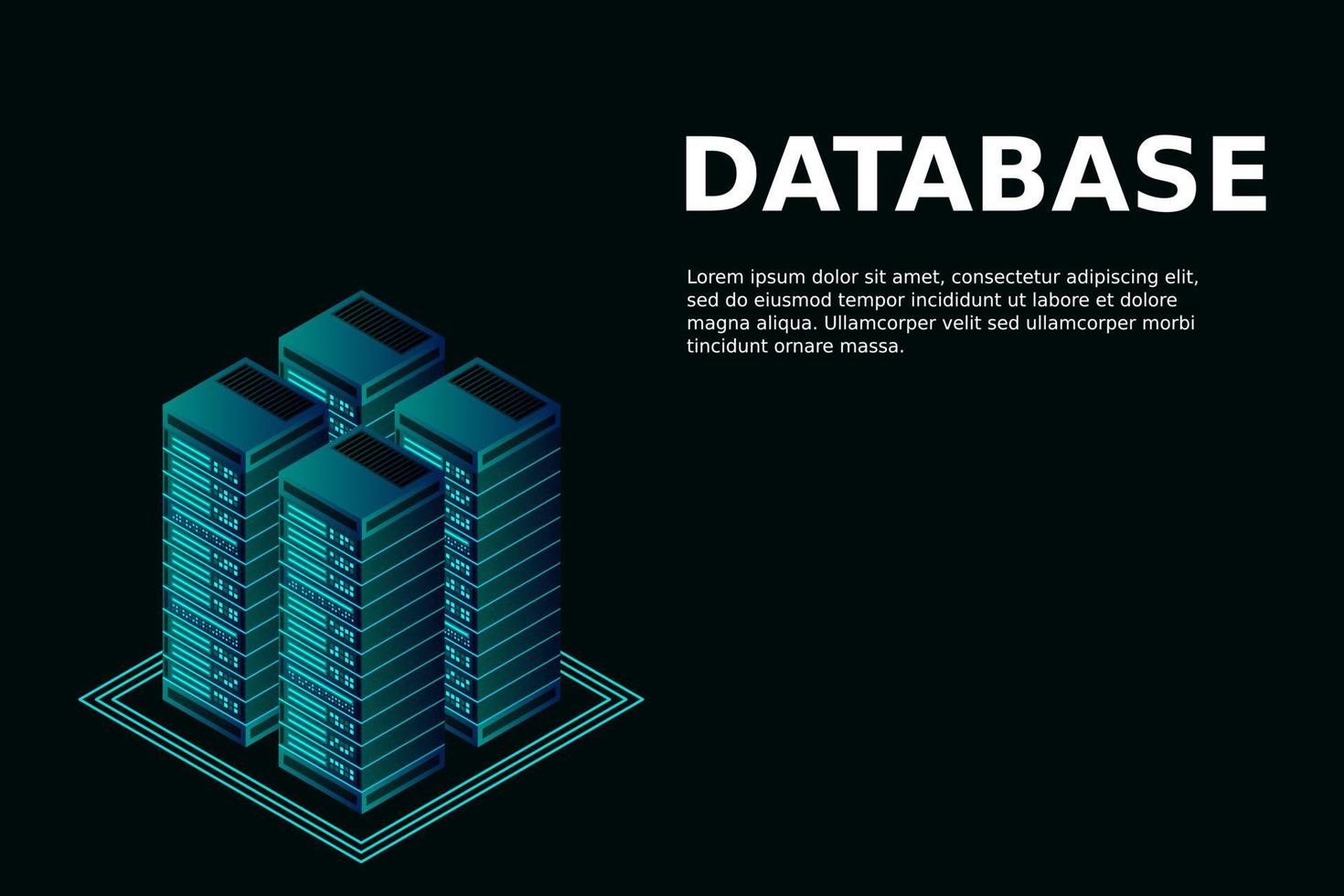 Server room isometric vector, futuristic technology of data protection and processing vector