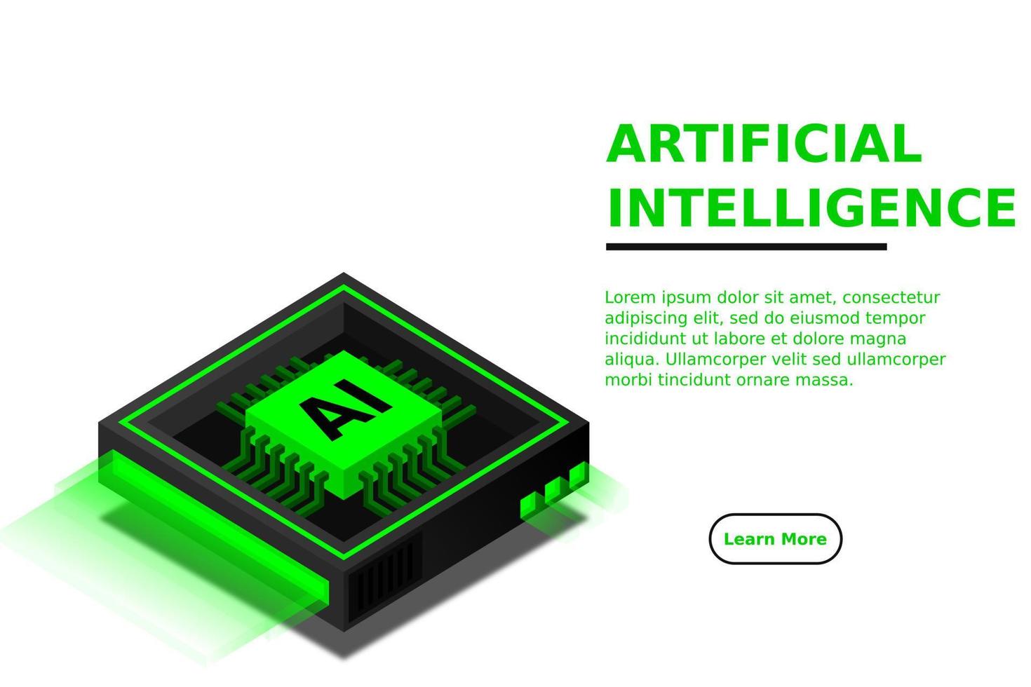 Artificial intelligence, AI web banner, isometric cloud computing concept, data mining, isometric, neural network, machine programming vector