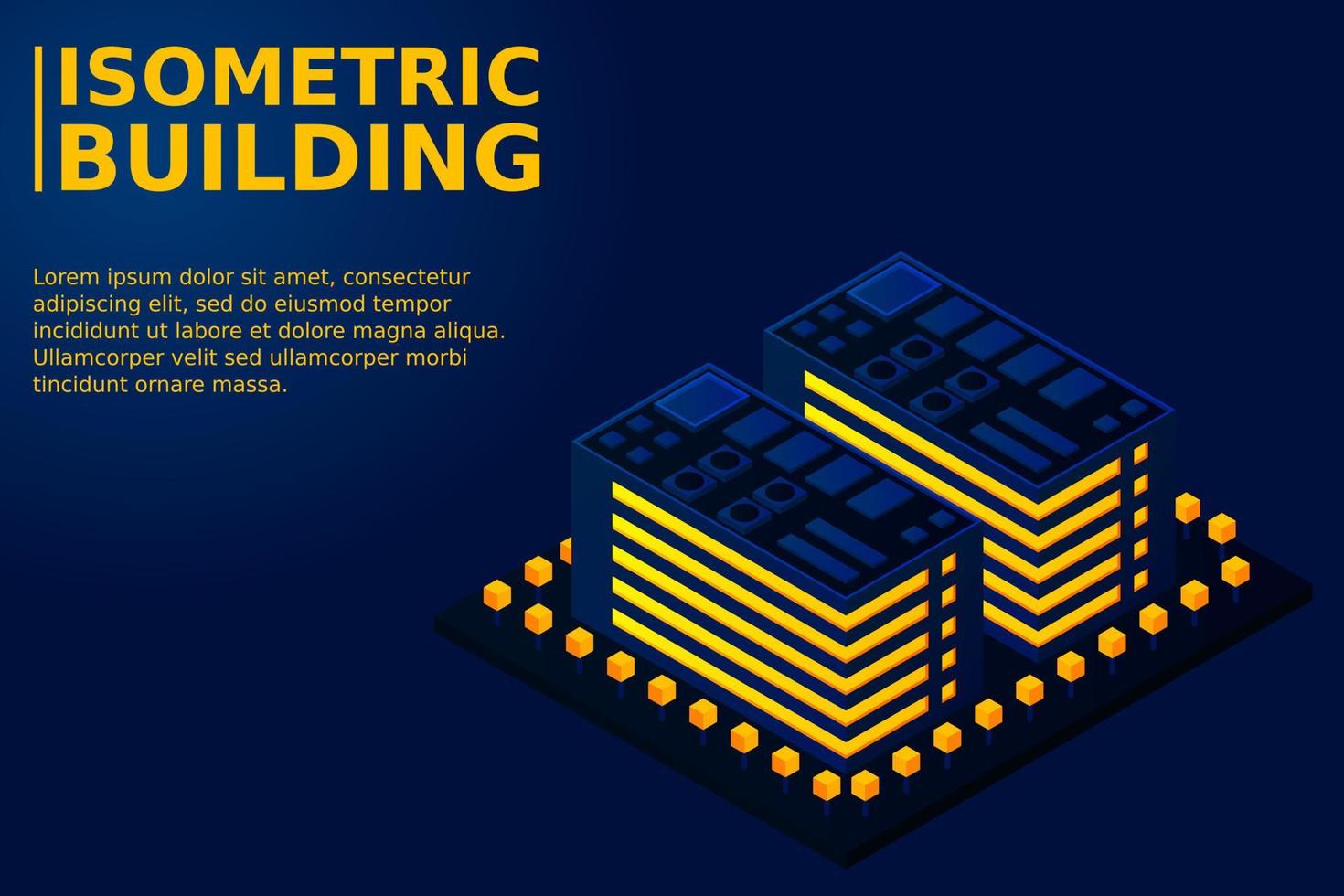 Smart city or intelligent building isometric vector concept. Modern smart city urban planning and development infrastructure buildings