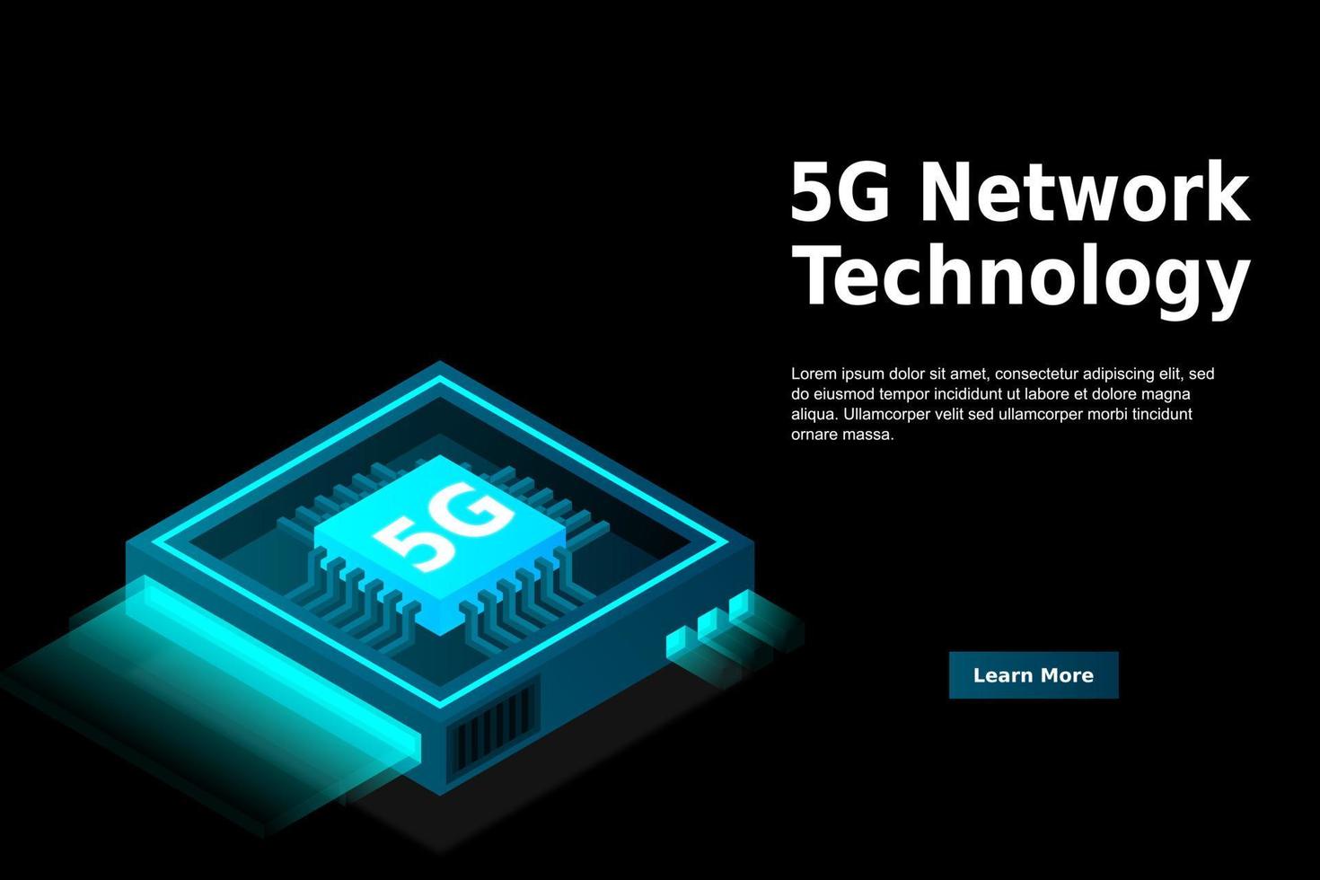 5G network processor illustration. Mobile wireless internet of next generation. Isometric futuristic micro chip. micro chip illustration vector