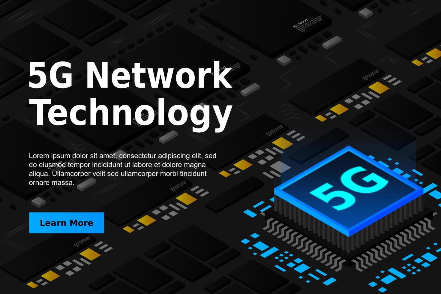 5G network processor illustration. Mobile wireless internet of next generation. Isometric futuristic micro chip. micro chip illustration vector