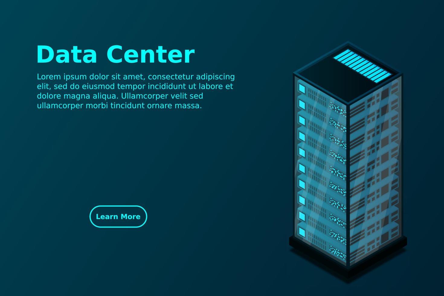 Mainframe, powered server, high technology concept, data center, cloud data storage vector