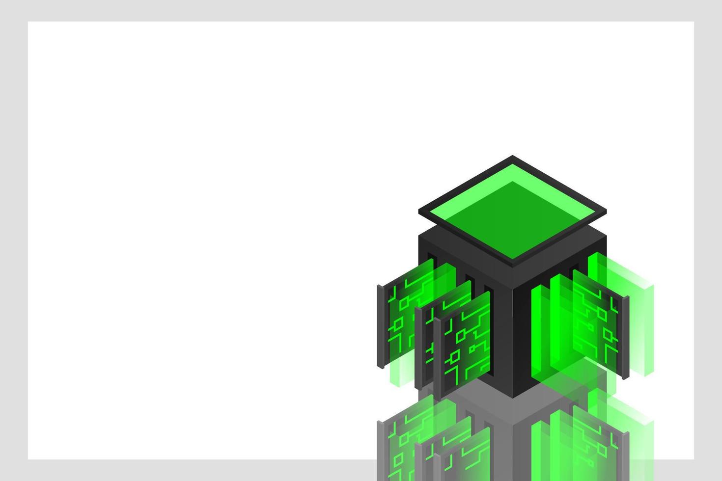 Data center isometric icon, database and cloud data storage concept, PCB slot, server room vector