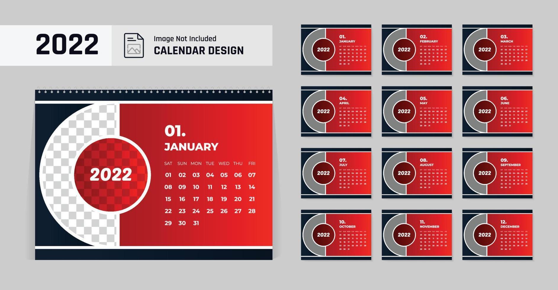 red color new year desk calendar design template vector