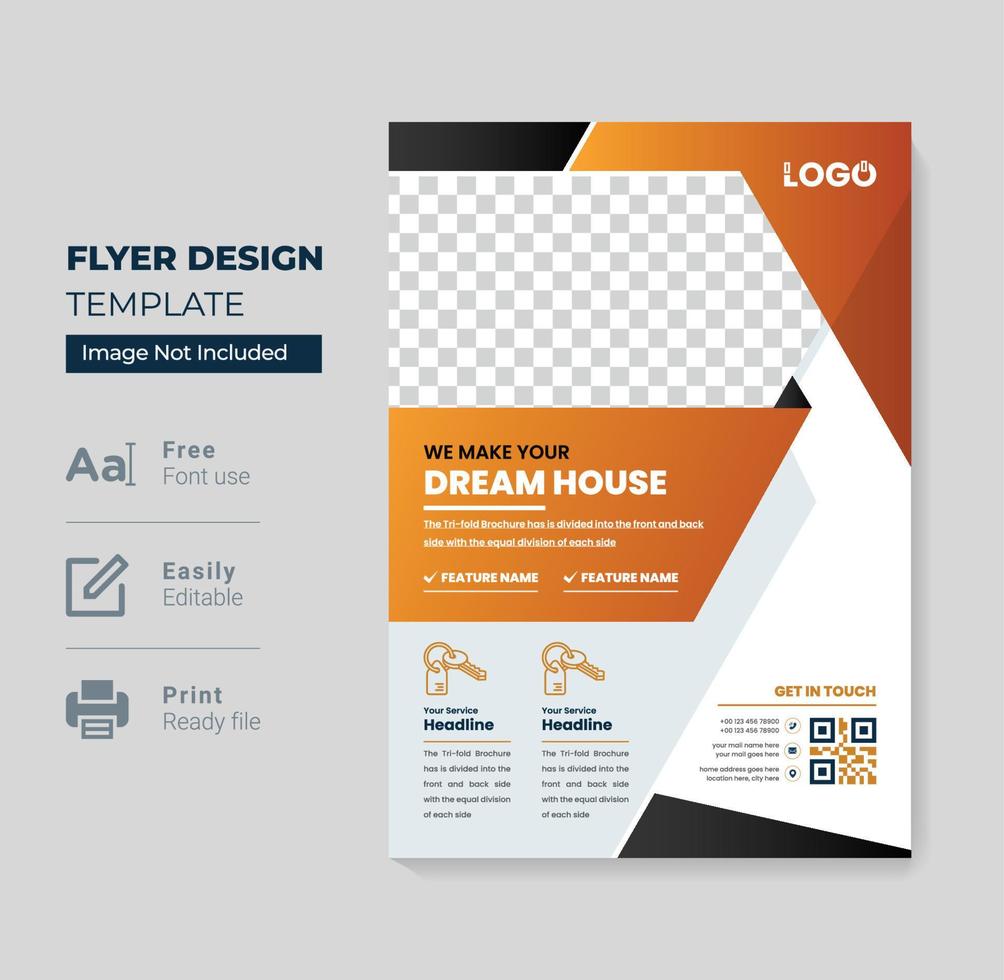 Modern real estate Business flyer design template. abstract shape-able layout for multipurpose use theme vector