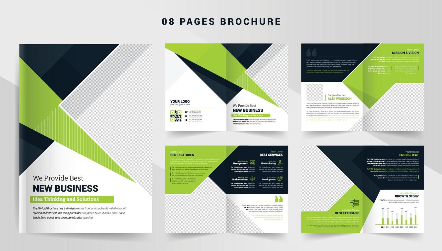 Plantilla de diseño de folleto comercial de la empresa Diseño de tema de varias páginas para uso multipropósito vector