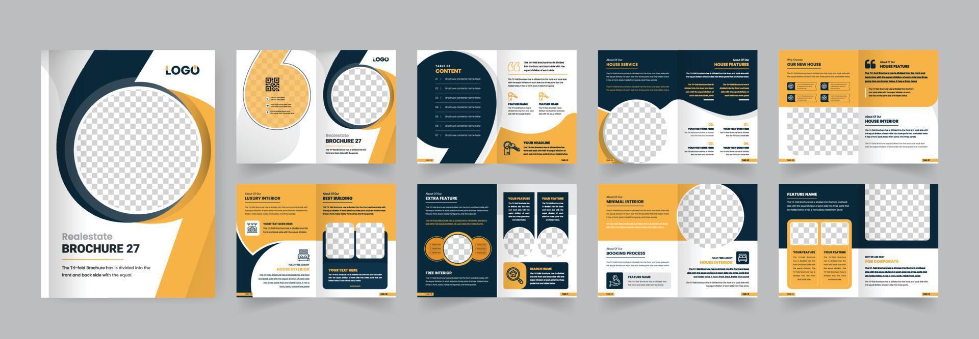 16pages Realestate brochure design template, company business brcohure vector