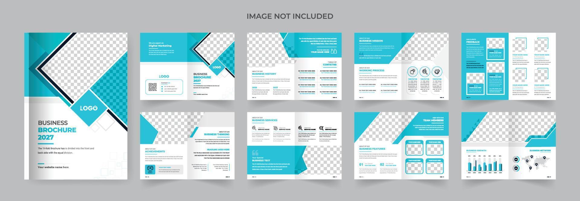 Plantilla de diseño de folleto comercial de empresa corporativa de 16 páginas vector