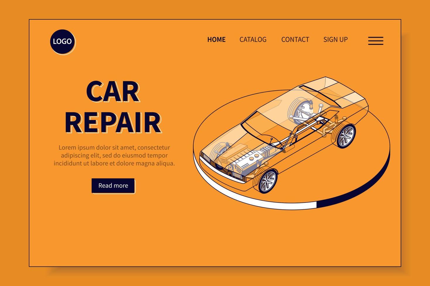 página de inicio de reparación de automóviles vector