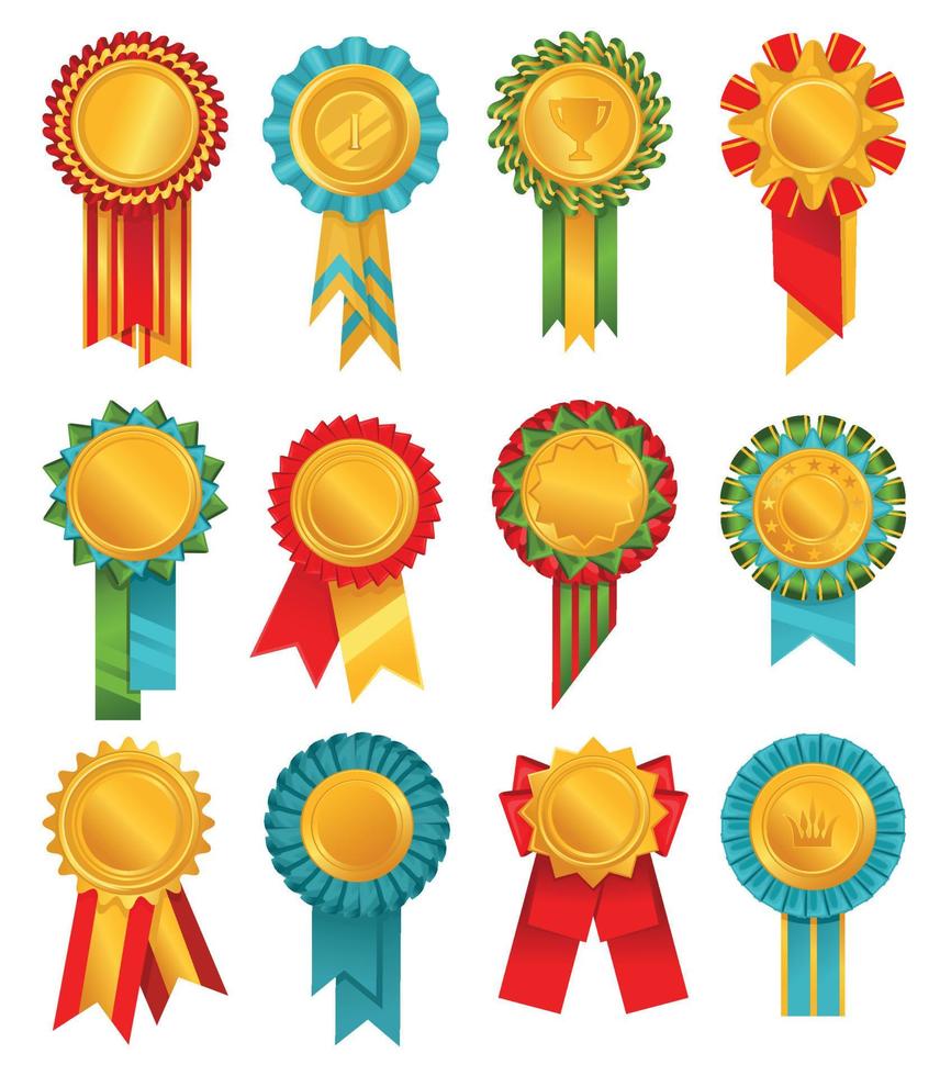 Rosettes Rewards Colored Icon Set vector