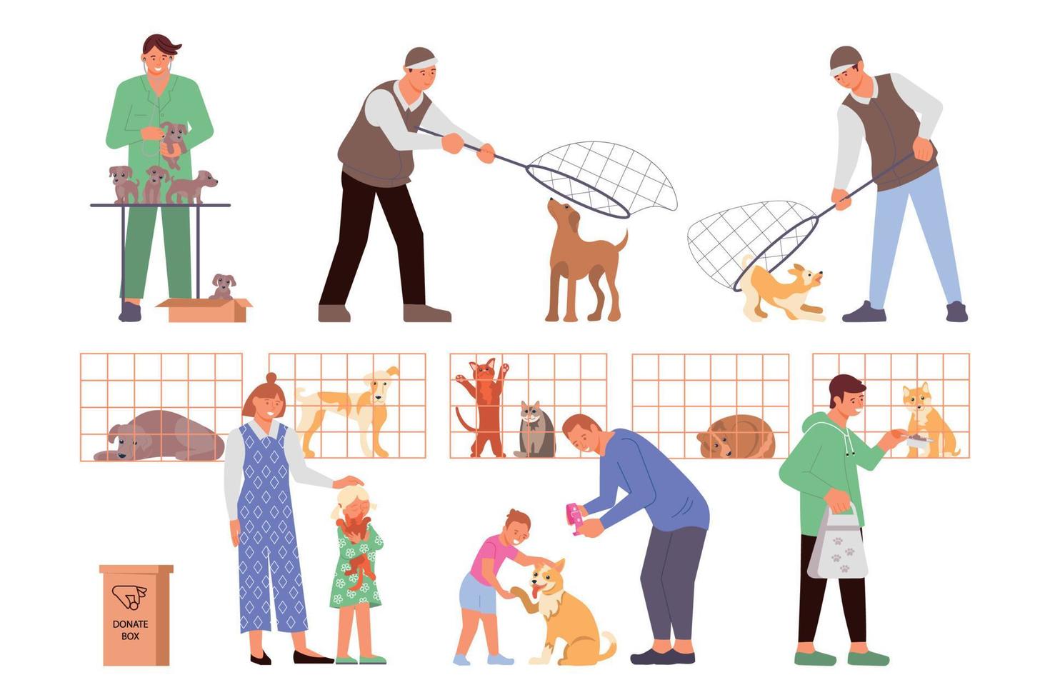 Catching Sheltering Animals Composition vector