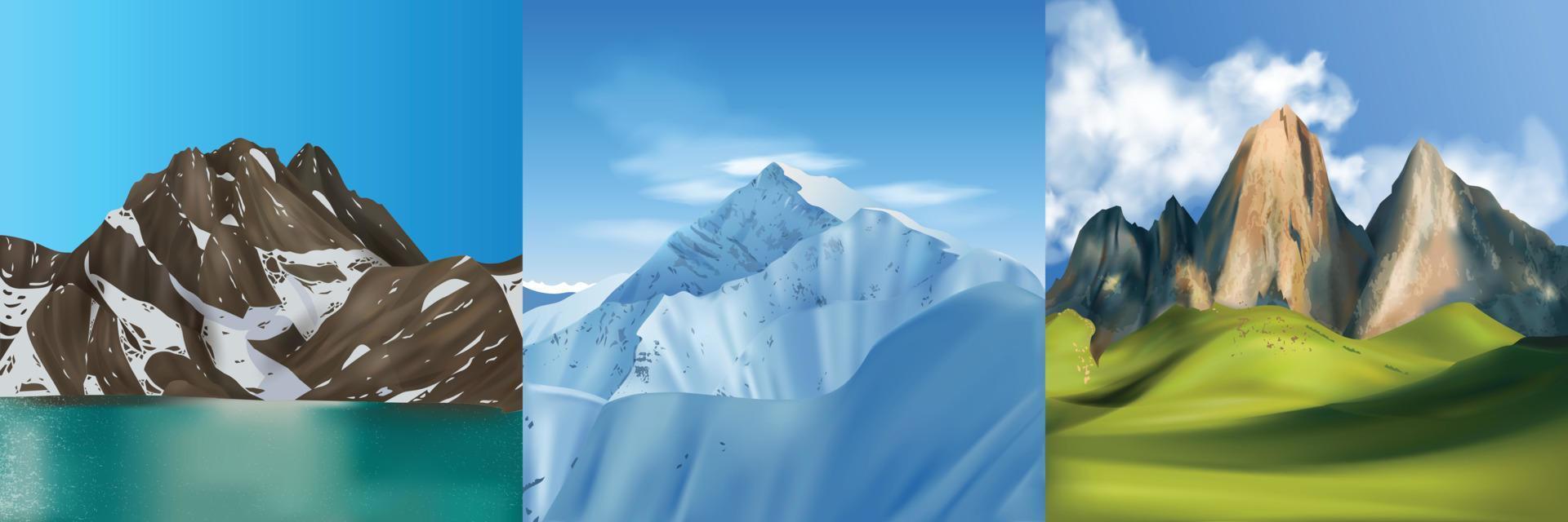 Realistic Mountains Design Concept vector