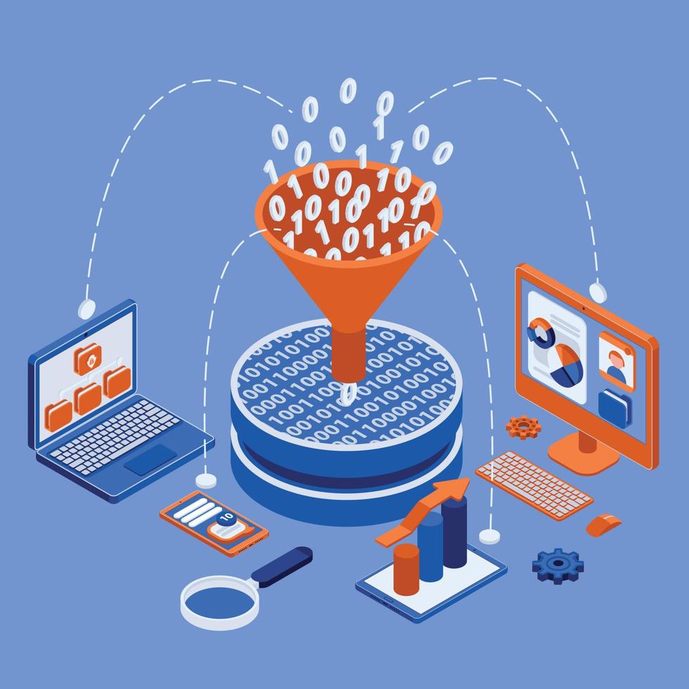 Big Data Processing Isometric vector