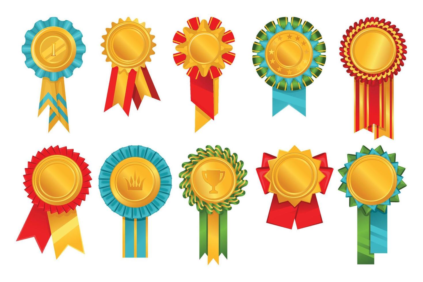 Rosettes Rewards Icon Set vector