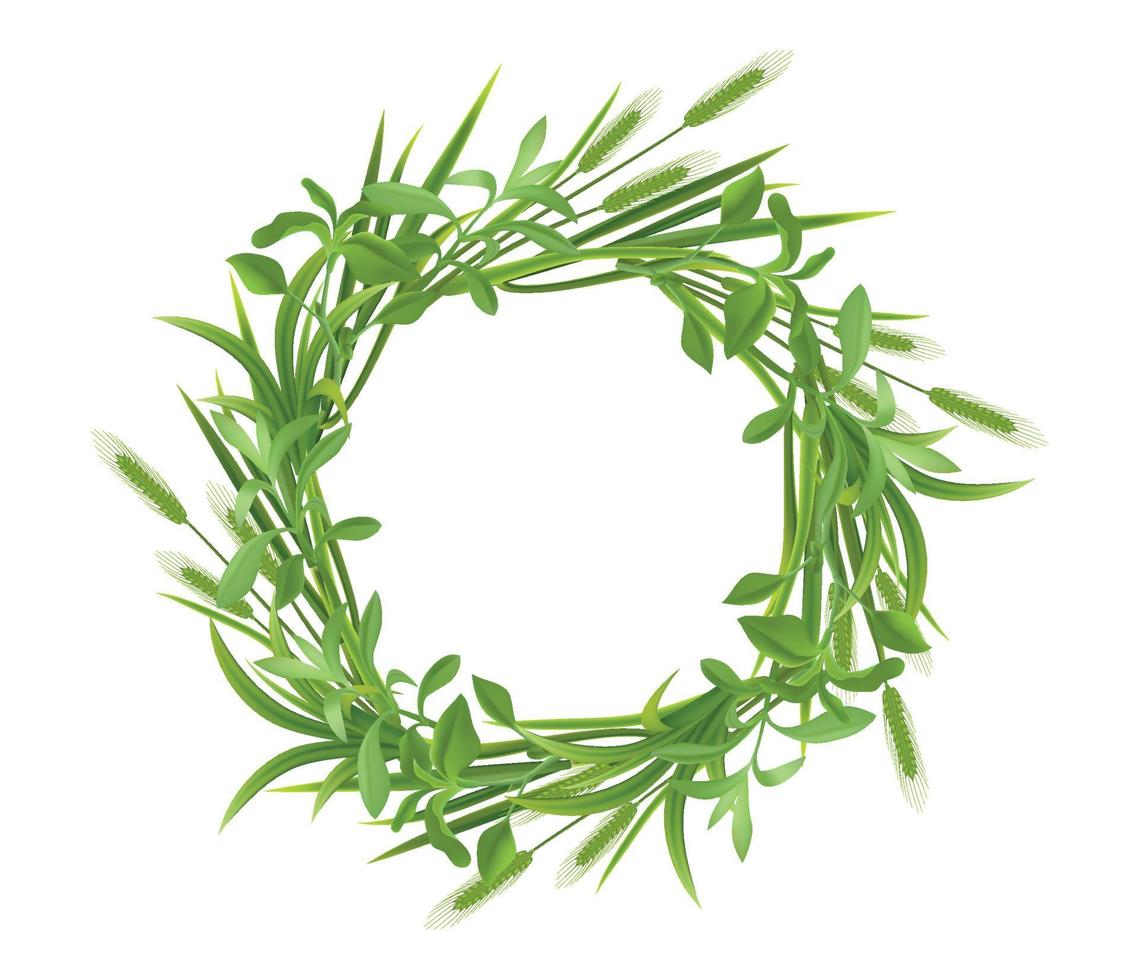 Grass Leaves Realistic Frame vector