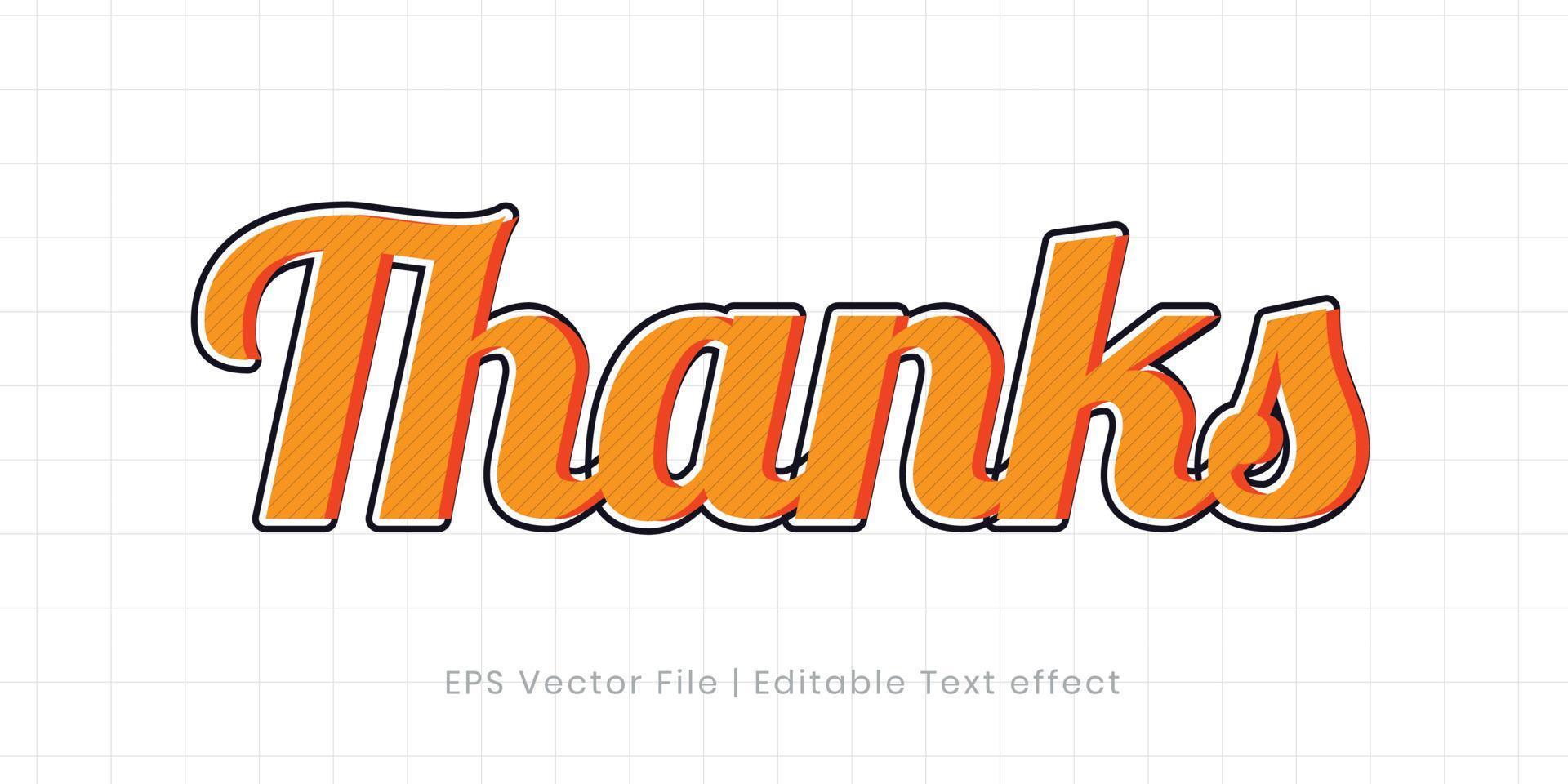 thanks text effect 3d style typography design vector