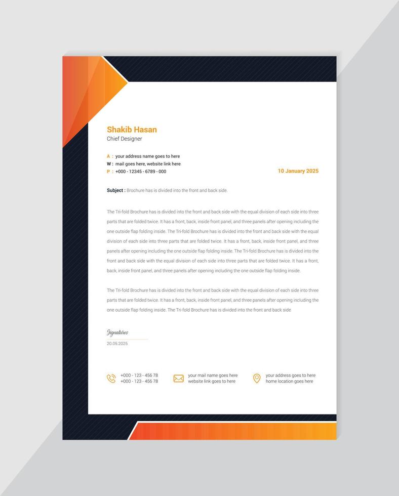 official corporate laterhead design template for multipurpose use modern and colorful theme vector