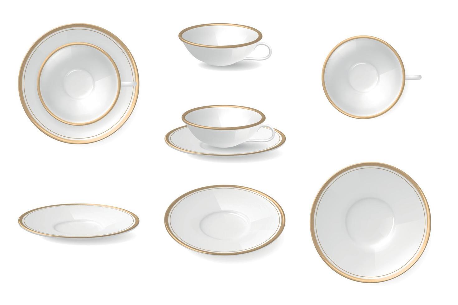 Plates Dishware Realistic Set vector