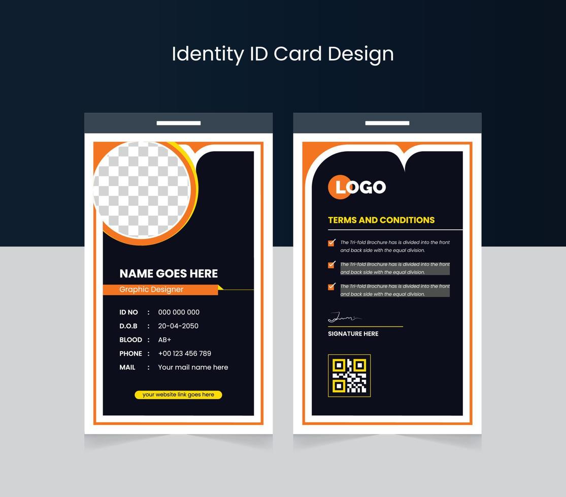 corporate official id card card design template or personal identity template colorful modern abstract theme vector